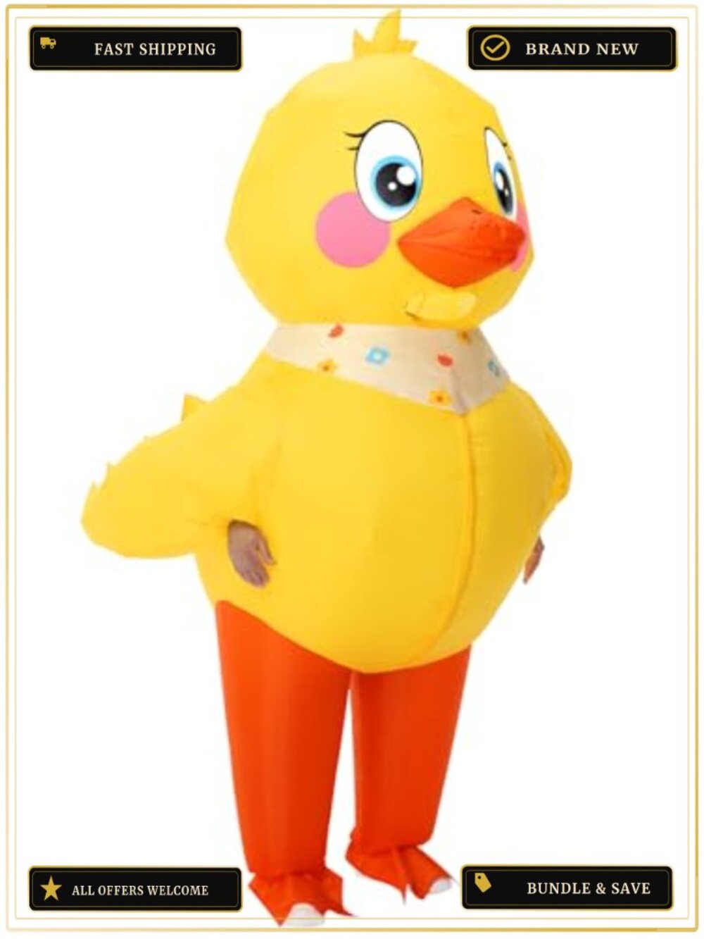 Adult Inflatable Duck Costume Blow Up 3D Duckling Halloween Party Outfit Cosplay